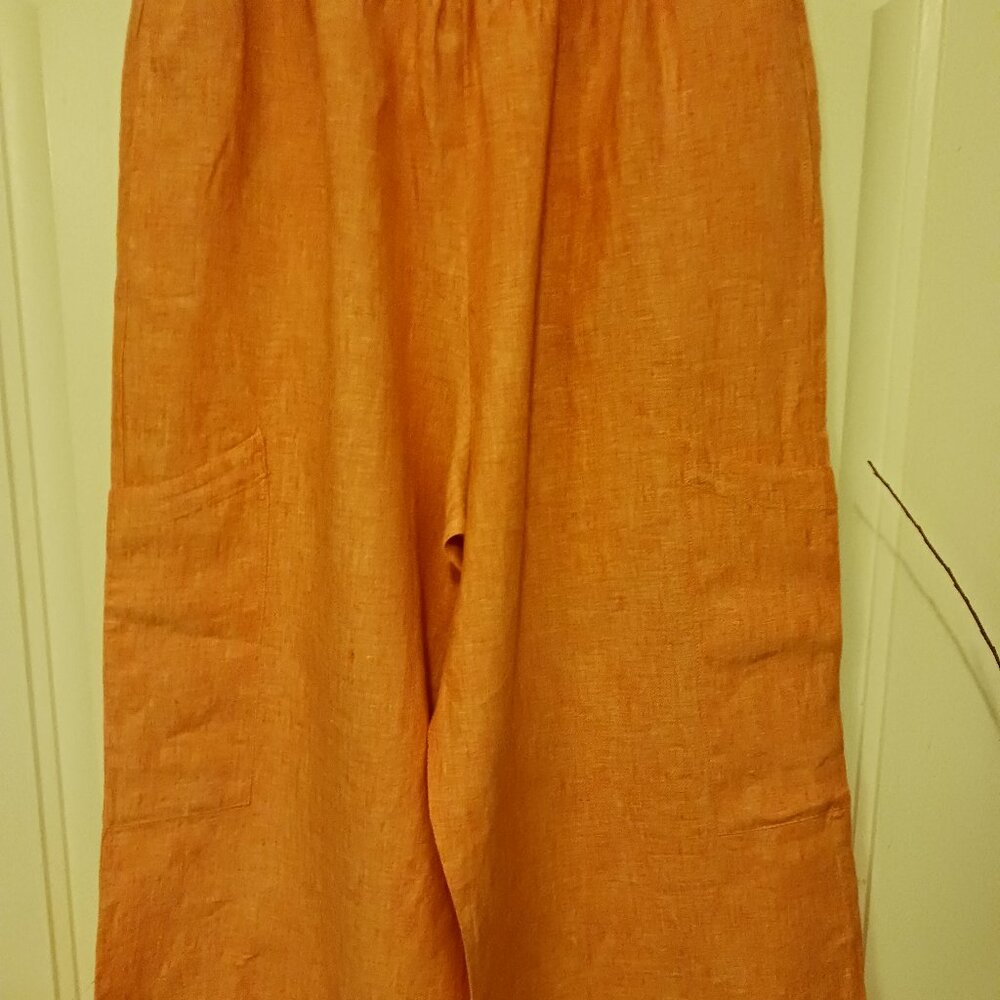 Bryn Walker 100% Linen Wide Leg Cropped Pants Sz M.